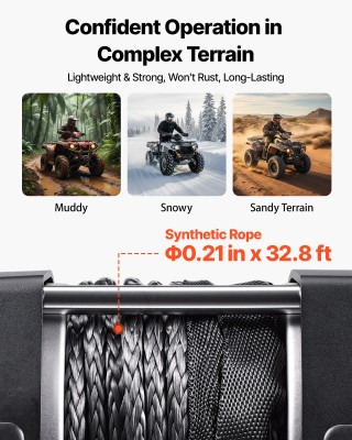 VEVOR Ηλεκτρικό βαρούλκο ATV/UTV 1587 kg 12V DC με συνθετικό σχοινί...