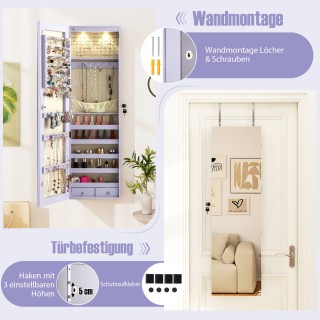 Costway Κοσμηματοθήκη με LED Φωτισμό και Καθρέπτη, Μωβ, Κλειδωτός J... Costway Κοσμηματοθήκη με LED Φωτισμό και Καθρέπτη, Μωβ, Κλειδωτός J...