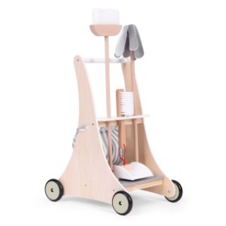 ECOTOYS Ξύλινο σετ καροτσιού καθαρισμού W10D200B ECOTOYS Ξύλινο σετ καροτσιού καθαρισμού W10D200B