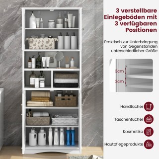 Costway Ευρύχωρο Ντουλάπι Μπάνιου με Ρυθμιζόμενα Ράφια και Ακρυλικέ...