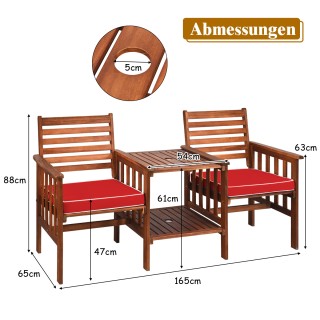 Costway Σετ Κήπου από Ξύλο Ακακίας με Μαξιλάρια και Τραπέζι Καφέ με...