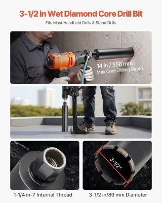 VEVOR Πυρήνας Διάτρησης 89mm, 356mm Βάθος, 1-1/4 in-7 Σπείρωμα, Δια... VEVOR Πυρήνας Διάτρησης 89mm, 356mm Βάθος, 1-1/4 in-7 Σπείρωμα, Δια...