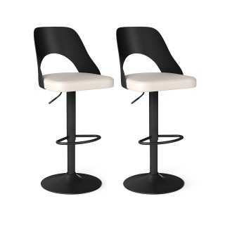 Costway Σετ 2 Περιστρεφόμενα Ρυθμιζόμενα Σκαμπό Bar με Μαύρο Τεχνοδ...