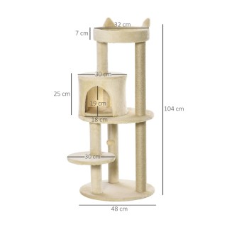 Δέντρο Γάτας - Ονυχοδρόμιο 48 x 48 x 104 cm Χρώματος Μπεζ PawHut D3...