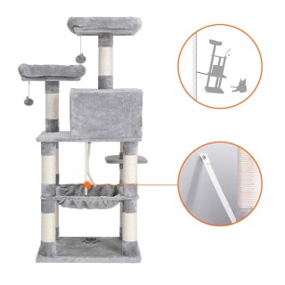 Δέντρο Γάτας - Ονυχοδρόμιο 55 x 45 x 143 cm Χρώματος Γκρι Feandrea ... Δέντρο Γάτας - Ονυχοδρόμιο 55 x 45 x 143 cm Χρώματος Γκρι Feandrea ...