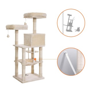 Δέντρο Γάτας - Ονυχοδρόμιο 55 x 45 x 143 cm Χρώματος Μπεζ Feandrea ...