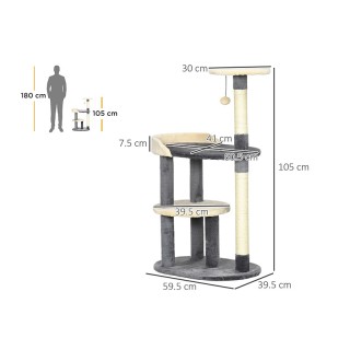 Δέντρο Γάτας - Ονυχοδρόμιο 59.5 x 39.5 x 105 cm PawHut D30-653V00GY Δέντρο Γάτας - Ονυχοδρόμιο 59.5 x 39.5 x 105 cm PawHut D30-653V00GY