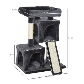 Δέντρο Γάτας - Ονυχοδρόμιο 83 x 59 x 39 cm Χρώματος Σκούρο Γκρι Paw...