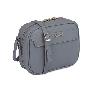 Δερμάτινη Γυναικεία Τσάντα Ώμου Χρώματος Γκρι Beverly Hills Polo Cl...