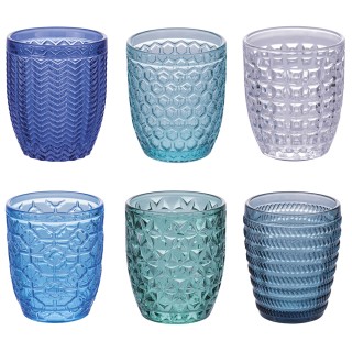 Villa DEste Σετ 6 ποτήρια νερού 320 ml από διαφανές χρωματιστό γυα... Villa DEste Σετ 6 ποτήρια νερού 320 ml από διαφανές χρωματιστό γυα...