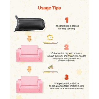 VEVOR Παιδικός Πτυσσόμενος Καναπές-Ξαπλώστρα Ροζ ZDETSFSZDZMF5UH540...