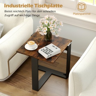 Costway  Τετράγωνο Βοηθητικό Τραπέζι με T-Σχεδιασμένη Μεταλλική Βάσ...