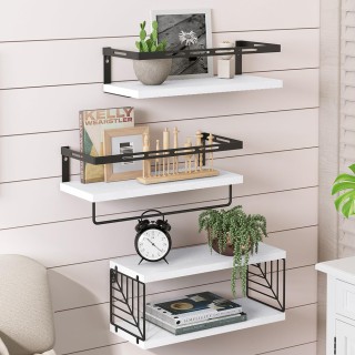 BAKAJI Σετ 3 + 1 Λευκά Ξύλινα Ράφια Τοίχου Πολυλειτουργική Σύνθεση... BAKAJI Σετ 3 + 1 Λευκά Ξύλινα Ράφια Τοίχου Πολυλειτουργική Σύνθεση...