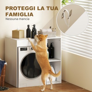 HOMCOM Αυτοστήριχτη Σύνθεση Λευκού Χρώματος για Πλυντήριο με 2 Ανοι...