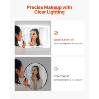 VEVOR Καθρέφτης Μπάνιου LED με 3 Χρώματα και Αντιθαμβωτική Λειτουργ...