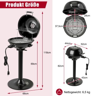 Costway Φορητή Ηλεκτρική Ψησταριά BBQ με Αποσπώμενη Αντικολλητική Σ...