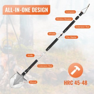 VEVOR  Πτυσσόμενο Πολυεργαλείο Φτυάρι Επιβίωσης 11 σε 1  BGC3JKSS00...