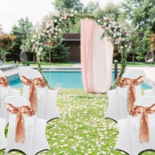 Καλύμματα Καρεκλών VEVOR Λευκά Spandex - 12 Τεμ, Πλενόμενα για Εκδη...