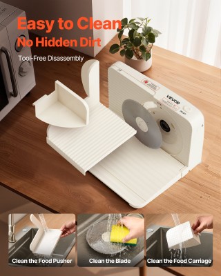 VEVOR Ηλεκτρική Μηχανή Κοπής Κρεάτων 180W - Ρυθμιζόμενο Πάχος για Ο...