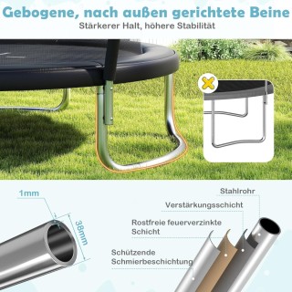 Costway  Εξωτερικό Τραμπολίνο με Σκάλα, Κυκλικό 244cm, Μαύρο - Με Δ...