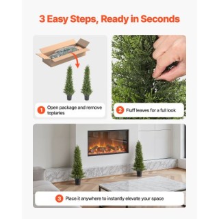 VEVOR Σετ 2 Τεχνητών Κυπαρισσών 914mm, Πρασινάδα από PE, Ιδανικά γι...