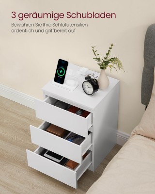 VASAGLE Κομοδίνο 40x35x59cm με Πρίζα και USB Θύρες σε Λευκό Χρώμα L... VASAGLE Κομοδίνο 40x35x59cm με Πρίζα και USB Θύρες σε Λευκό Χρώμα L...