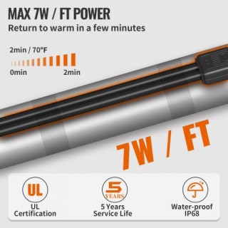 VEVOR Καλώδιο Θέρμανσης Σωλήνων 9μ 23W/m με Ενσωματωμένο Θερμοστάτ... VEVOR Καλώδιο Θέρμανσης Σωλήνων 9μ 23W/m με Ενσωματωμένο Θερμοστάτ...