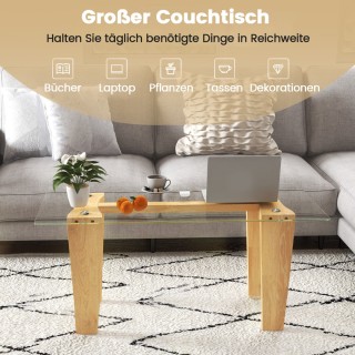 Costway Γυάλινο Τραπεζάκι Σαλονιού με Ξύλινα Πόδια από Καουτσουκόδε... Costway Γυάλινο Τραπεζάκι Σαλονιού με Ξύλινα Πόδια από Καουτσουκόδε...