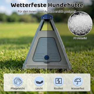 Costway Πτυσσόμενο πλαστικό σπιτάκι σκύλου εξωτερικού χώρου με παρά...