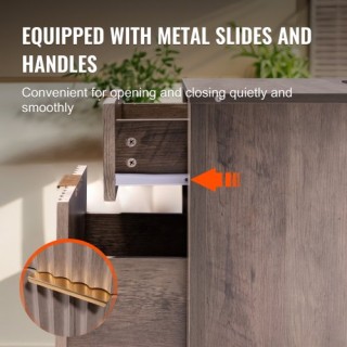 VEVOR  Γκρι Τραπεζάκι με USB & Πρίζες (Σετ 2) 635 x 500 x 381 mm BS...