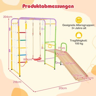 Costway Πολυλειτουργικό Παιδότοπος 8 σε 1 με Κάγκελα Αναρρίχησης, Κ...