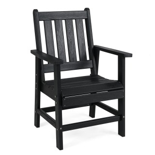 Costway  Μαύρη καρέκλα μπαλκόνι από ανθεκτικό HDPE με αισθητική ξύλ...