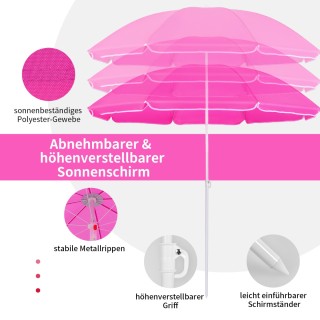 Costway Ροζ Διθέσια Καρέκλα Κάμπινγκ με Ομπρέλα και Τσάντα Μεταφορά...