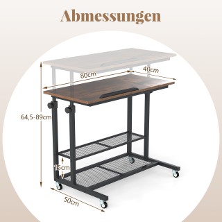 Costway Ρυθμιζόμενο Τραπέζι Κρεβατιού με Ρόδες 81 x 50 x 64,5 εκ με...