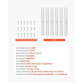 VEVOR Ρυθμιζόμενο Ράφι Τοίχου 36.3 ιντσών 6 Πακέτο HJGDHCDCGS6PYSNPQV0