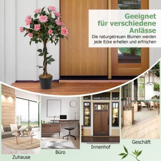 Costway  Εντυπωσιακός Τεχνητός Ροζ Ροδόδεντρος 93 εκ. με 21 Τριαντά...