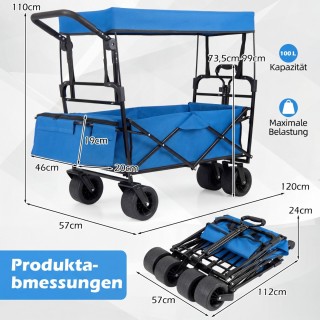 Costway Πτυσσόμενο Καροτσάκι με Αποσπώμενη Οροφή Μεταφοράς και Ρυθμ...