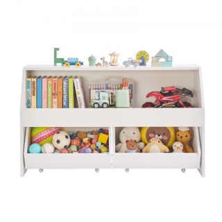 VEVOR Λευκή Ξύλινη Παιδική Βιβλιοθήκη με Αποθηκευτικούς Χώρους ETCW...