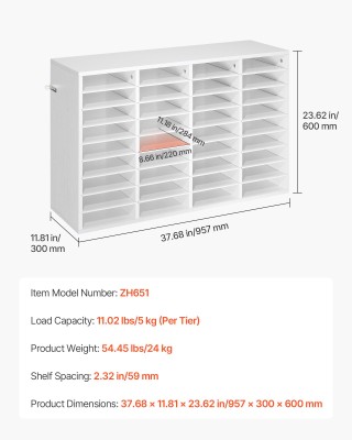 VEVOR Οργανωτής Ταχυδρομείου, 36 Θέσεις, Αποσπώμενα Ράφια, Ξύλινος ...