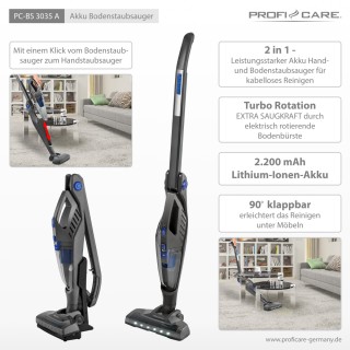 Ασύρματη Ηλεκτρική Σκούπα Δαπέδου 14.8V  2200 mAh - Ανθρακί PC-BS30...