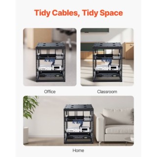 VEVOR Ράφι Δικτύου Ανοιχτού Πλαισίου 12U, Βάθους 585 mm, Για Στήριξ...