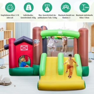 Costway Φουσκωτό με Φυσητήρα και Τσουλήθρα, Χώρος Άλματος, Καλάθι Μ...