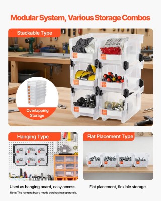 VEVOR Πλαστικές Στοίβαξιμες Θήκες Αποθήκευσης, 37,7 x 21,5 x 18 εκ ...