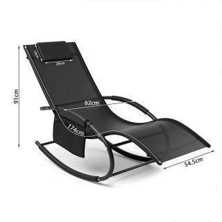 Κουνιστή Ξαπλώστρα Βαρύτητας Κήπου 160 x 65 x 90 cm Μαύρο 02842273 ...