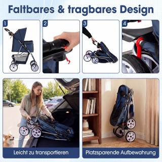 Costway Πτυσσόμενο καρότσι κατοικιδίων με διαπνέον δίχτυ, αδιάβροχο...