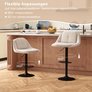 Costway Σετ 2 Περιστρεφόμενα Μπαρ Σκαμπό με Ρυθμιζόμενο Ύψος & Μαξι...