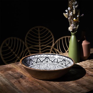 Μπολ από Ξύλο Μάνγκο Dune Μαύρο – 33cm KA0571 Home Deco Factory