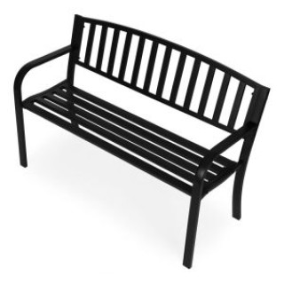 MULTIGARDEN Μεταλλικό παγκάκι κήπου με πλάτη 120x50 εκ. μαύρο, τύπο...