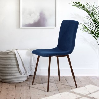 Shally Dogan Σετ 4 Καρέκλες για Τραπεζαρία από Μπλε Βελούδο με Μαύ... Shally Dogan Σετ 4 Καρέκλες για Τραπεζαρία από Μπλε Βελούδο με Μαύ...