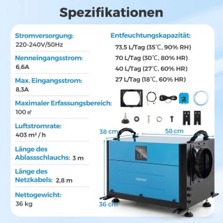 Costway Βιομηχανικός Αφυγραντήρας 2 σε 1 με 3 Λειτουργίες & 24ωρο Χ... Costway Βιομηχανικός Αφυγραντήρας 2 σε 1 με 3 Λειτουργίες & 24ωρο Χ...